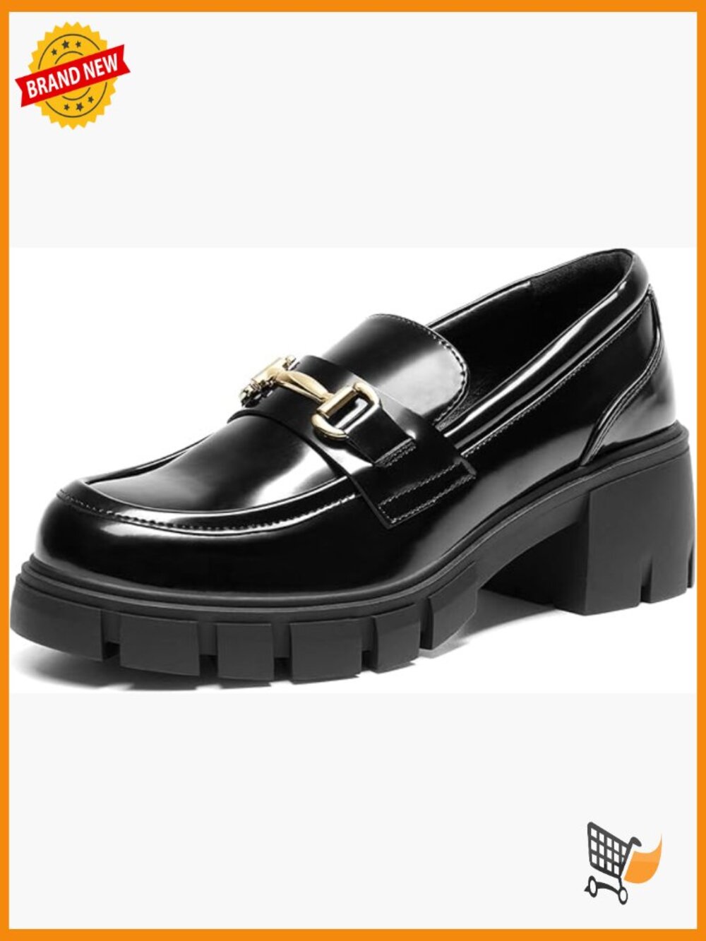 Chunky Platform Loafers with Horse-Bit Detail, Slip-On, Cushioned